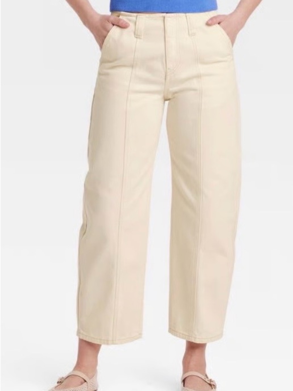 Universal Thread Ecru Mid--rise Barrel Leg Jean NWT